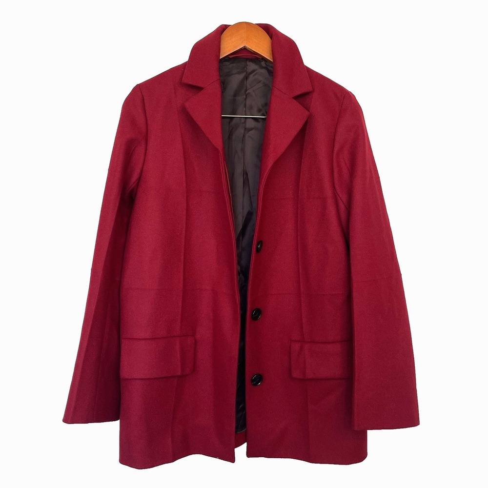 COS Womens Wool Jacket Coat Size 2 Italian Red Lined Minimalist Money‎  NWOT